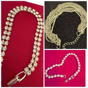 Vintage Rhinestone Bracelet Bundle (3 pcs) Costume Jewelry